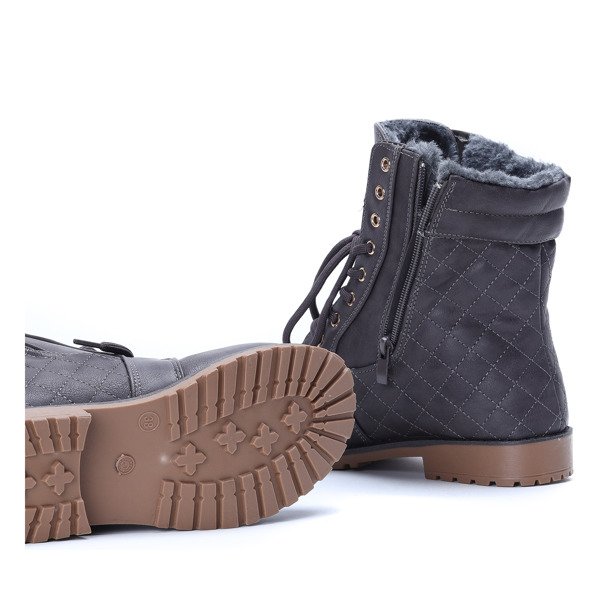 Szare workery z pikowanym wykończeniem Marlenne- Obuwie