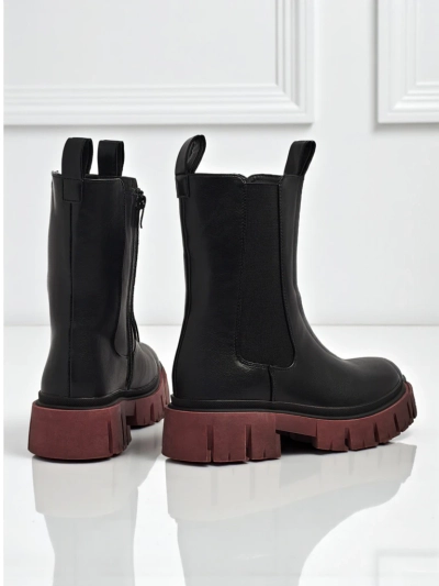 Botine înalte de damă din piele ecologică cu talpă colorată Dorvella
