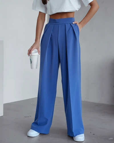 Pantaloni largi pentru femei Royalfashion cu pliuri