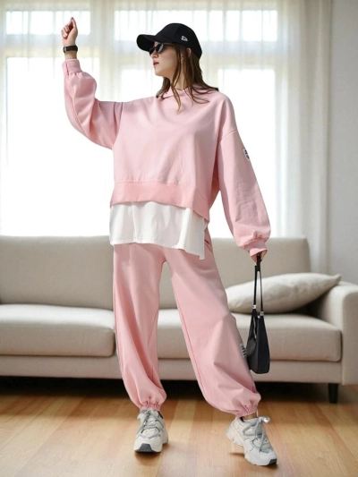Royalfashion Set de bumbac pentru femei cu un insert de tip cămașă