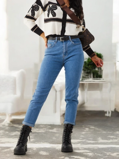 Royalfashion Blugi mom din bumbac pentru femei