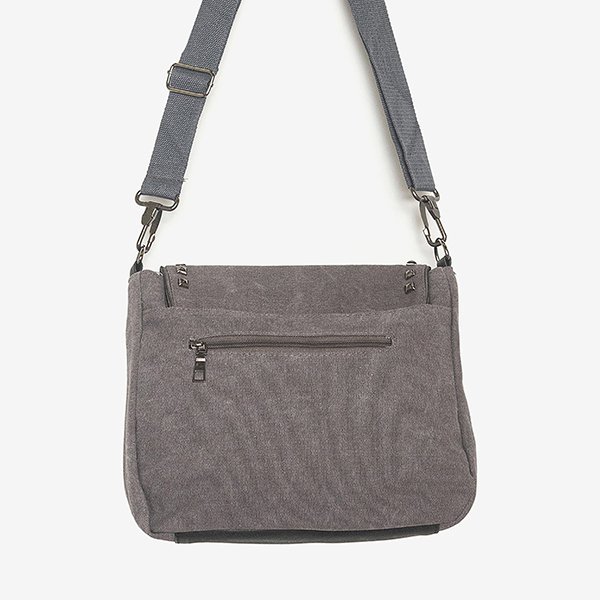 Geantă de mână gri cu ornamente - Genti de mână