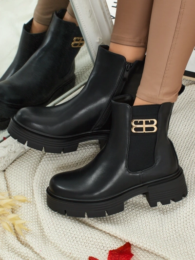 Botine de damă din piele ecologică Fravine