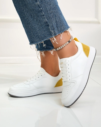 Royalfashion Pantofi sport clasici albi și galbeni Colorburst Classics