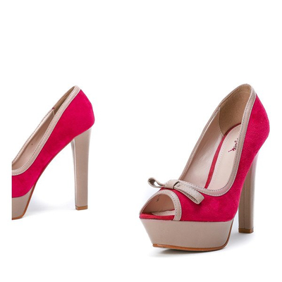 Czółenka z wycięciem na palcach w kolorze fuksji - Obuwie