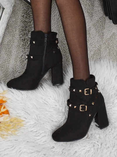 Nova Eleganza Botki na Słupku z Złotymi Elementami