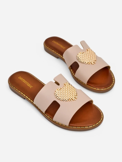 Papuci Royalfashion pentru femei cu inimă Inimă Aurie