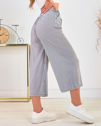Royalfashion Pantaloni culotte largi cu dungi pentru femei