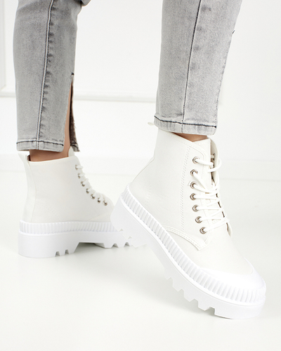 Botine albe dama Roulle - Pantofi