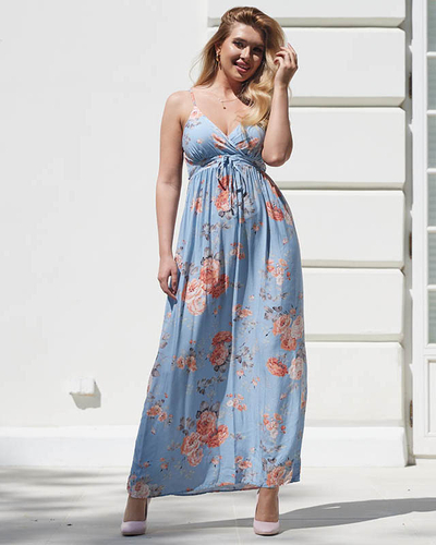 Rochie de damă aerisită albastră florală - Îmbrăcăminte