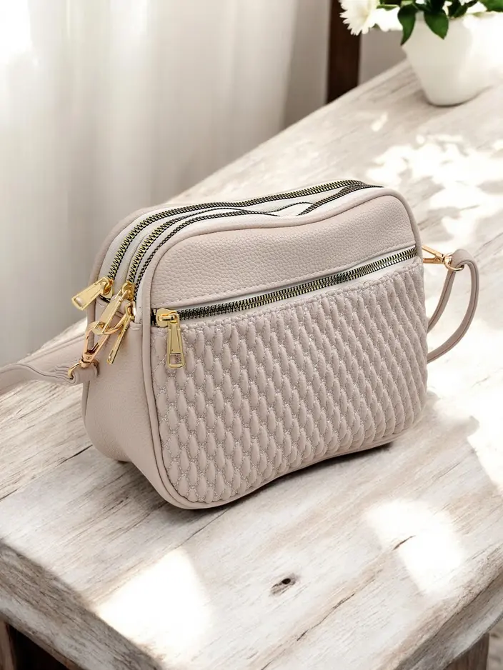 Royalfashion Geantă mică pentru femei din eco-leather cu 3 compartimente embosate