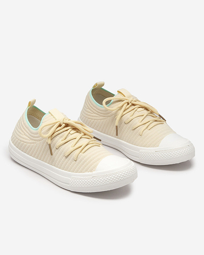 OUTLET Tenisi dama bej cu nervuri Manfer- Incaltaminte