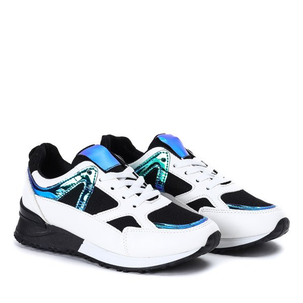 Czarno - białe buty sportowe z holograficznym wykończeniem Metalien - Obuwie