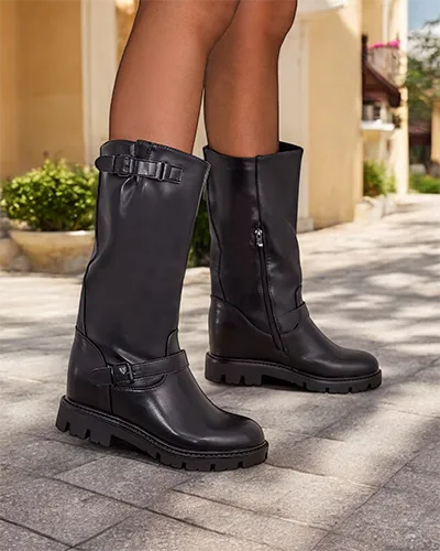 Bocanci negri pentru femei Royalfashion cu talpa ascunsa Ewion