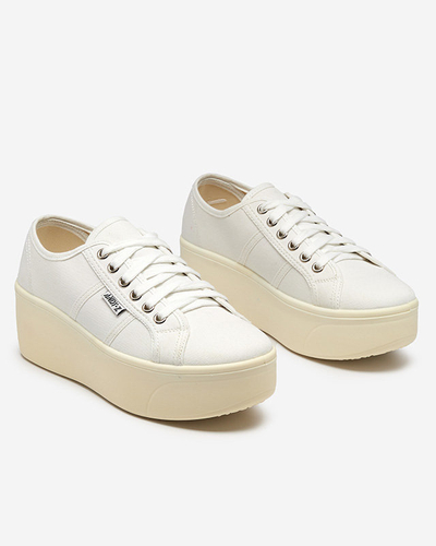 OUTLET Tenisi sport albi si ecru pe platforma Darru-Footwear