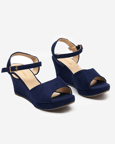 OUTLET Sandale de damă bleumarin pe pană Nalem - Încălțăminte