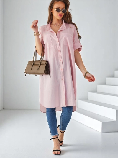 Royalfashion Cămiză lungă oversized din bumbac pentru femei