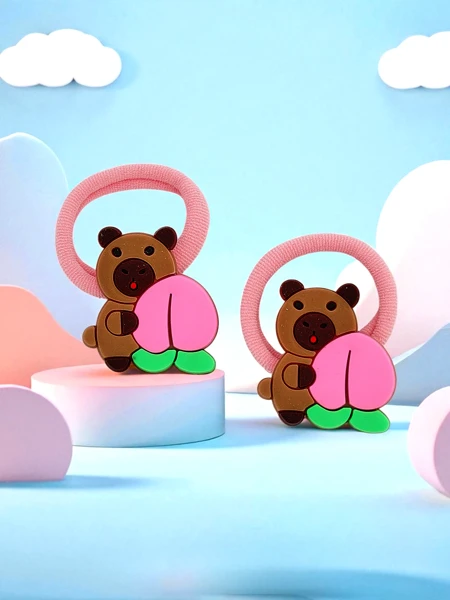 Elastice de păr colorate cu motiv de ursuleț