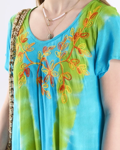 Rochie de plajă pentru femei de culoare verde-albastru- Îmbrăcăminte