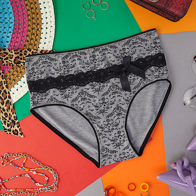 Slip dama cu imprimeu de culoare gri. PLUS SIZE- Lenjerie intimă