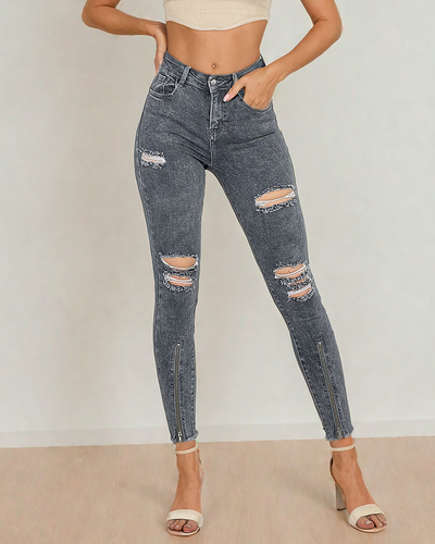 Royalfashion Blugi tubulari pentru femei cu frecare