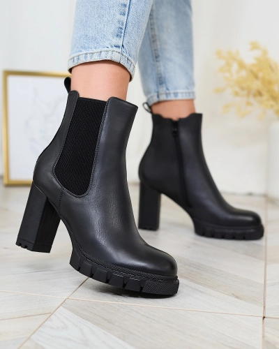 Royalfashion Cizme cu toc înalt pentru femei Negru Seihay