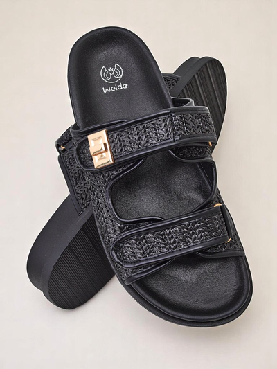 Royalfashion Papuci de damă cu design împletit Delibeli