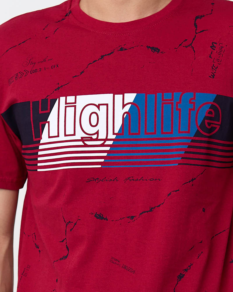 Tricou maro pentru bărbați cu imprimeu - Îmbrăcăminte