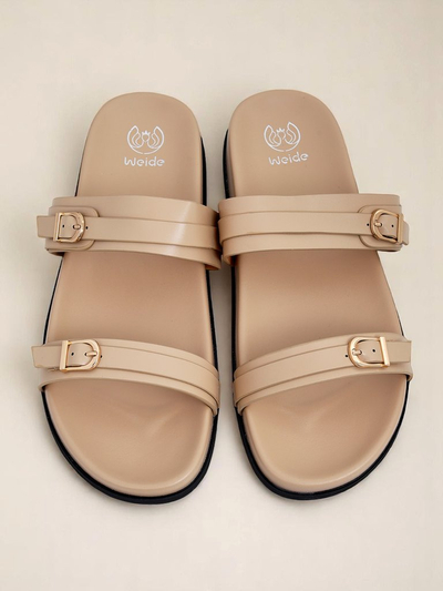 Royalfashion Papuci de damă din piele ecologică EcoTwins Slides