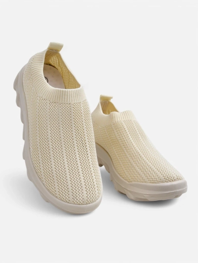 Damskie slip-ony Arete Beżowe, oddychające sneakersy z tkaniny