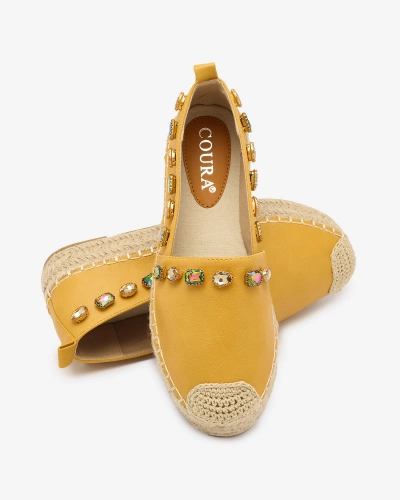 Espadrile de damă galbene cu cristale Ziennie - Încălțăminte