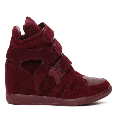 Bordowe sneakersy na krytym koturnie Jana- Obuwie