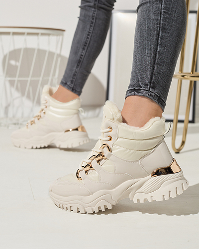 Pantofi sport de iarnă pentru femei crem a'la trappers Mertika - Încălțăminte