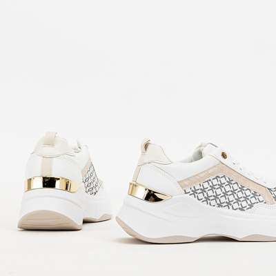 Pantofi sport dama bej si alb Pantofi sport Weniso - Incaltaminte