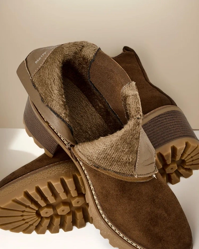 Cizme de damă până la glezna Royalfashion din eco-suede pe un toc Segori