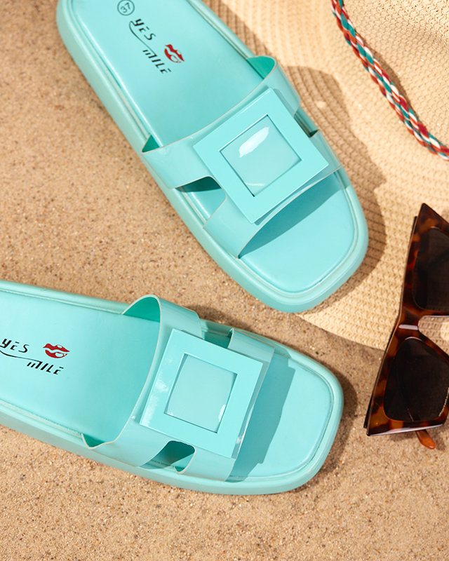 OUTLET Papuci dama menta cu decor Zegor - Incaltaminte