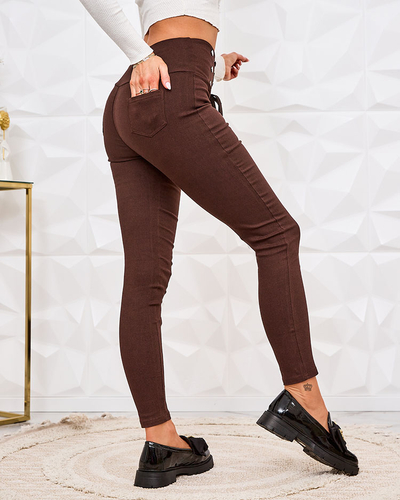 Royalfashion Pantaloni teggings de damă cu legătură decorativă