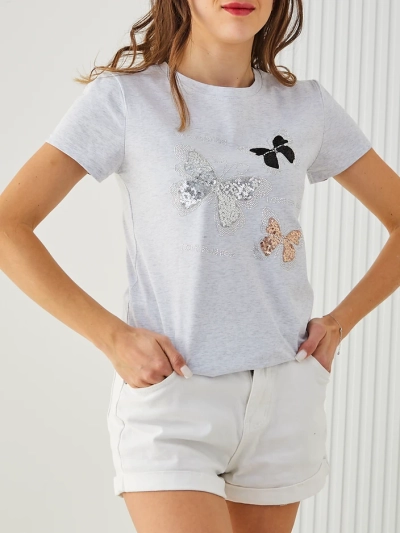 Bluza din bumbac Royalfashion pentru femei cu fluturi