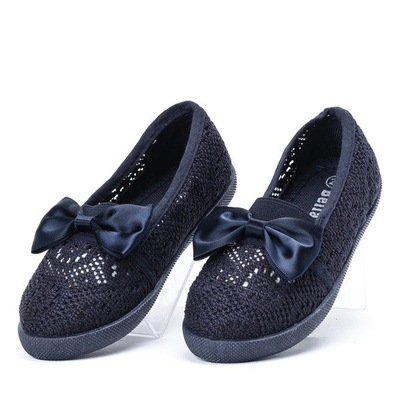 OUTLET Tenisi bleumarin pentru fete cu fundita din satin Sugar Boomb - Incaltaminte