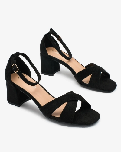 Royalfashion Sandale de damă negre din eco-suede Harmony Heels