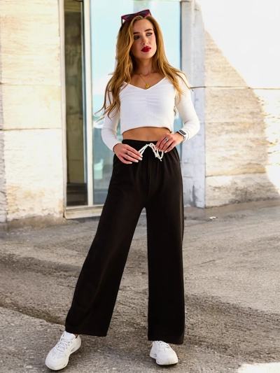 Royalfashion Pantaloni largi cu nervuri pentru femei