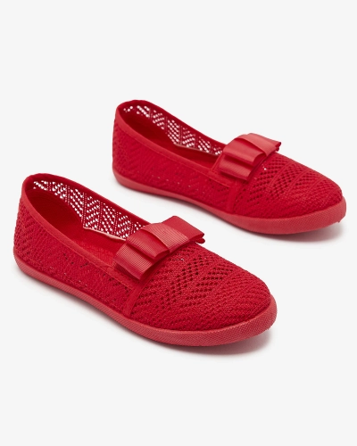 Adidași cu fundiță pentru fete de culoare roșie Lolisa - Încălțăminte