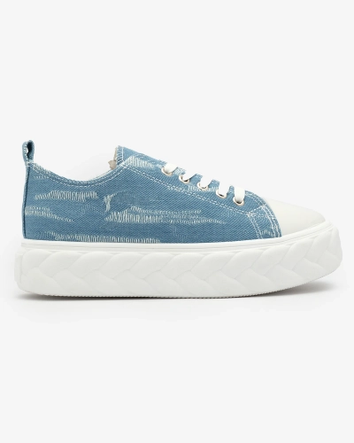 Royalfashion Adidași din denim pentru femei de culoare albastră cu frecare Nerolera