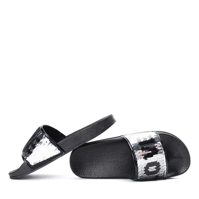 Czarne klapki z cekinami Bronx - Obuwie