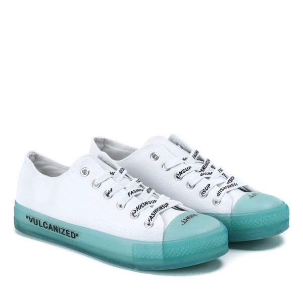 Biało-zielone trampki na gumowej podeszwie Gummie - Obuwie