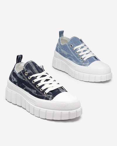 OUTLET Tenisi dama bleumarin a'la jeans pe platforma Resi - Incaltaminte