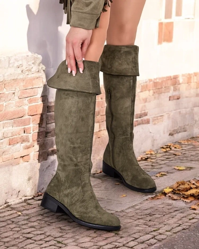 Royalfashion Cizme de damă Elayna din piele de căprioară ecologică