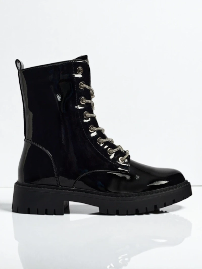 Botine de damă lăcuite cu șireturi Fjorra