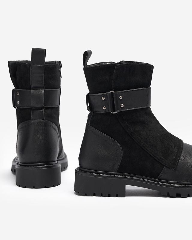 Cizme negre fără toc cu toc plat pentru femei Wetefa - Încălțăminte