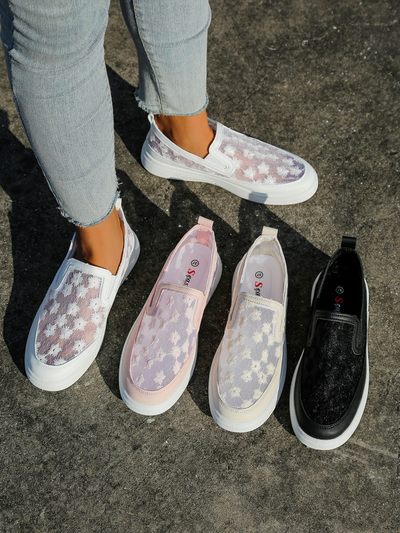 Mocasinuri cu plasă pentru femei Royalfashion cu flori Emzos